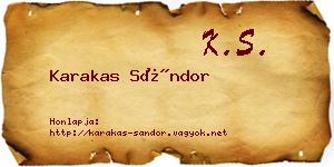 Karakas Sándor névjegykártya